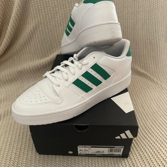 Adidas Break Start Basketball Shoes in White w/ Green - Picture 1 of 5
